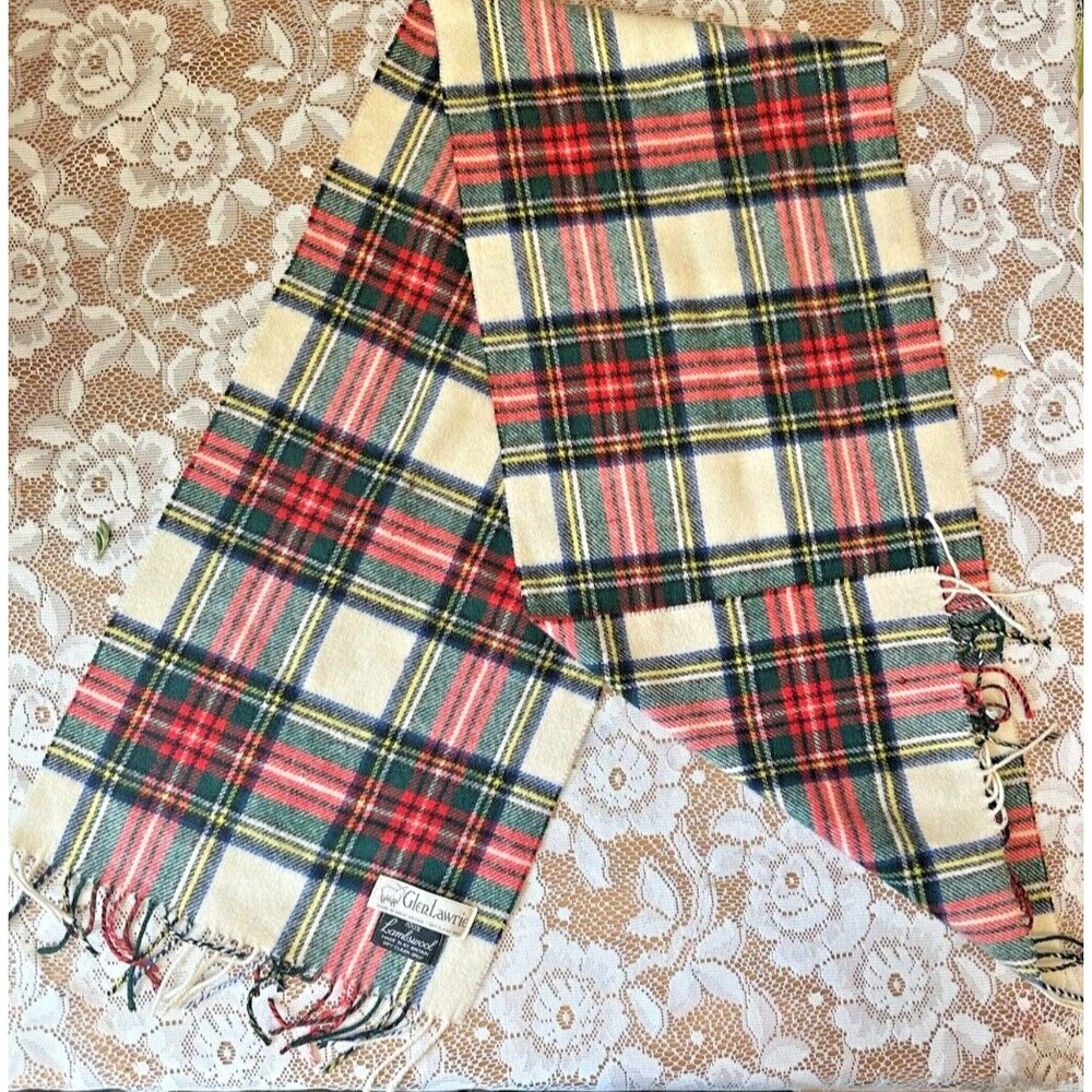 vintage Glen Lawrie Scarf 100% lambswool Red/green/black/yellow plaid